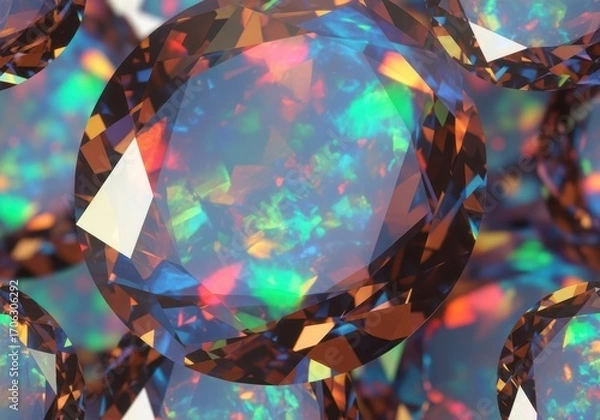 Fototapeta Elegant opal crystal background, iridescent gemstones with rainbow color play, glowing light reflections
