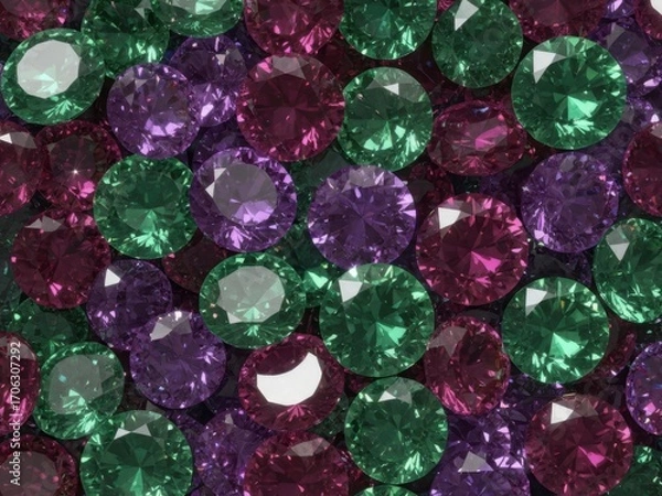 Fototapeta Luxurious tourmaline crystal background, multi-colored gemstones with radiant transparent facets