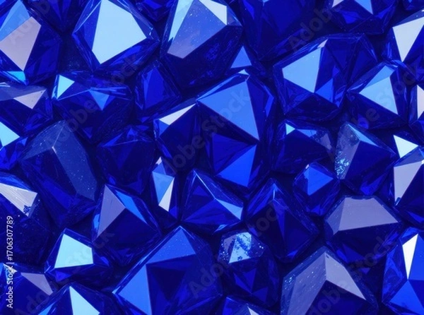 Fototapeta Elegant tanzanite crystal background, deep blue-violet gemstones with radiant facets, glowing light reflections creating a luxurious and mystical effect