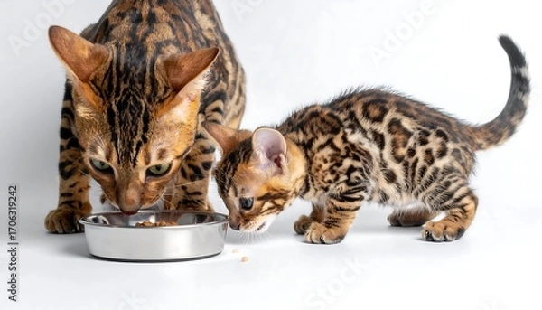 Obraz Bengal kittens eating