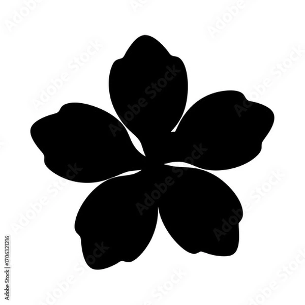 Obraz Vector art of black silhouette of a fivepetal flower