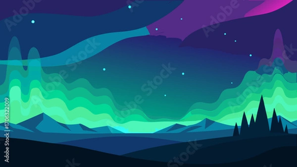 Obraz night landscape with stars