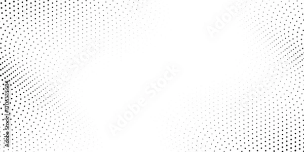Fototapeta Flowing dots particles wave pattern halftone gradient curve shape isolated on white background. Vector in concept of technology, science, music
