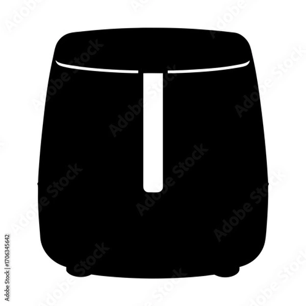 Fototapeta Stylized black and white icon of an air fryer machine vector
