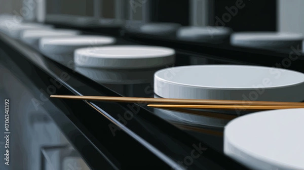 Fototapeta Minimalist Dining Setup with White Plates and Chopsticks
