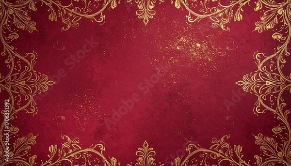 Obraz Ornate gold frame on deep red