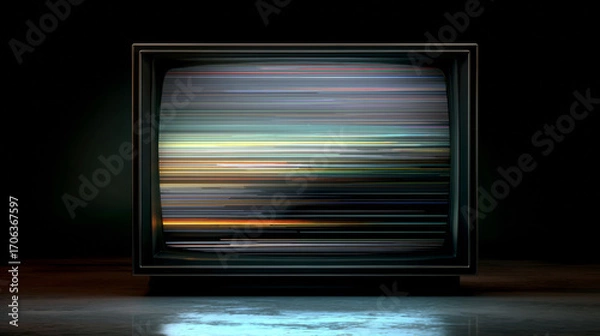 Fototapeta Retro Television Displaying Abstract Colorful Distortions

