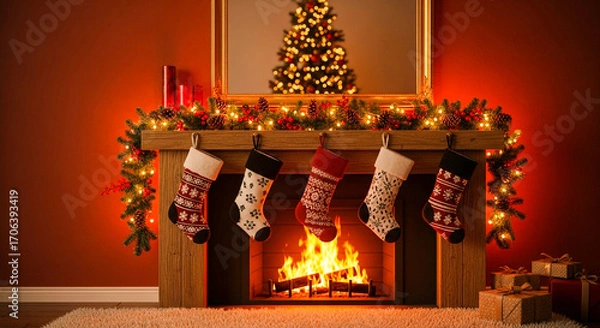 Obraz christmas decoration with candles and decorations