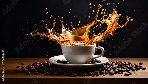 Obraz Coffee splash in a white cup