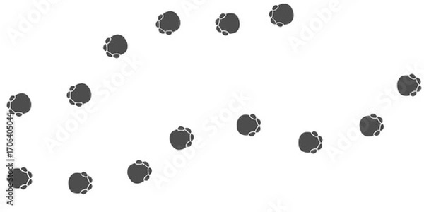 Fototapeta Footprints of Animal, Traces of a elephant on white background. Elephant  silhouette animal tracks. Paw Print. Vector illustration. EPS10.