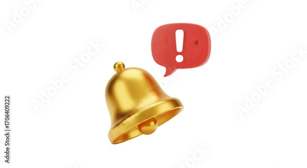 Fototapeta Shiny golden bell icon symbol alert notification message warning alert symbol notification alert bell sign danger message warning icon Tansparent Background