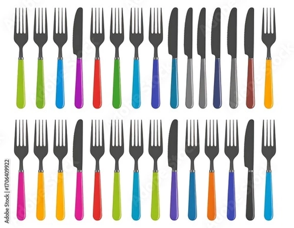 Obraz Colorful cutlery set illustration