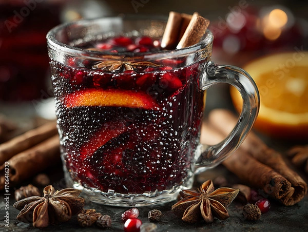 Fototapeta mulled wine and spices