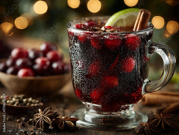 Fototapeta mulled wine with spices