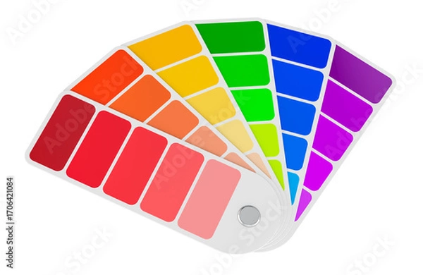 Fototapeta Pantone color palette, fan of color swatches. 3D rendering