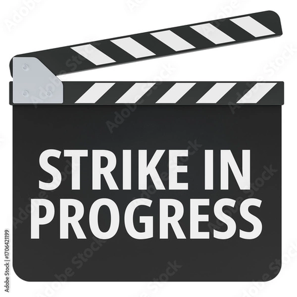 Fototapeta Strike in Progress concept with film clapperboard. 3D rendering