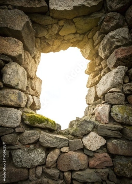 Obraz Discover a new perspective through this ancient stone opening to a bright future, showcasing history