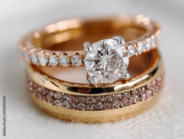 Fototapeta wedding rings on white background