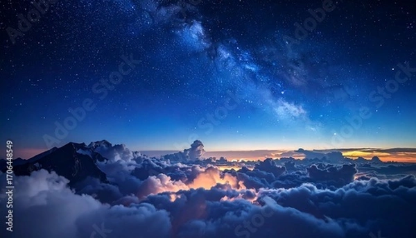 Obraz Majestic night sky above clouds