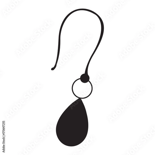 Fototapeta Isolated silhouette of a singular earring, Vector illustration