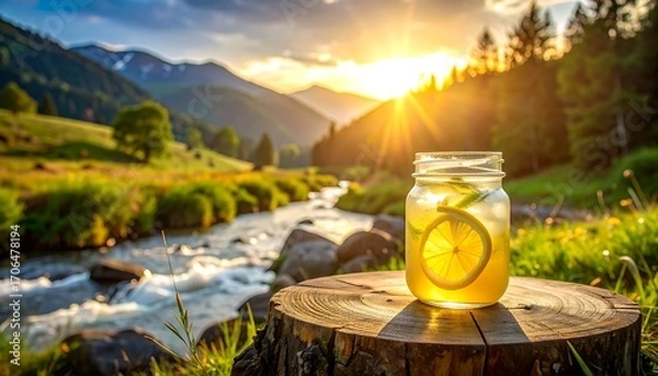 Obraz Mountain sunset lemonade