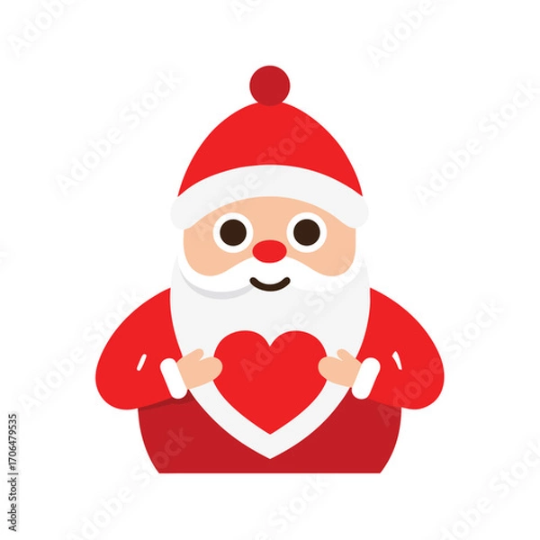 Obraz  santa making heart hands on white background