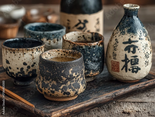 Fototapeta sake served in small ceramic cups