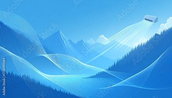 Obraz Mountain landscape with air conditioner