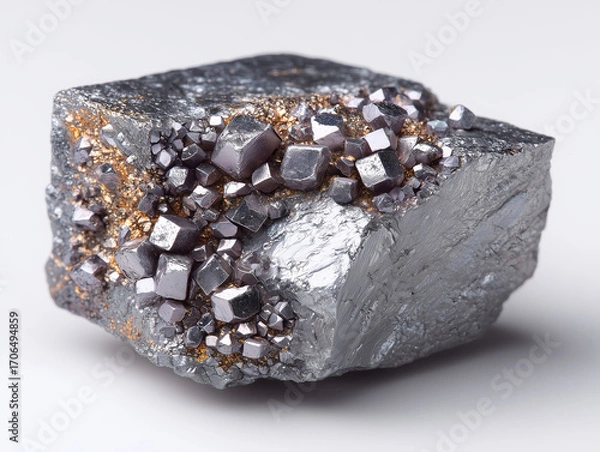 Obraz silver nugget on white background