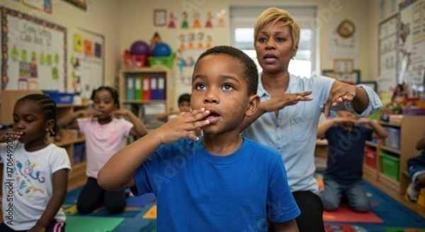 Obraz Preschool Children Learning Through Play and Movement
