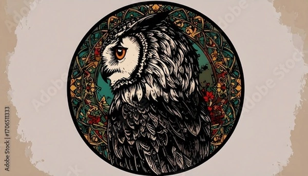 Obraz Owl in ornate circle design
