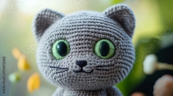 Fototapeta crochet cat generative ai