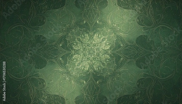 Fototapeta Ornate green patterned backdrop