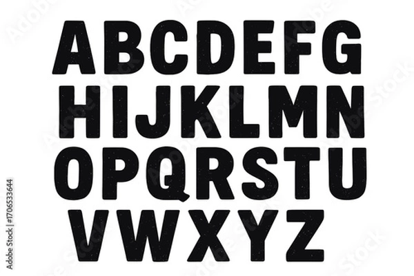 Obraz Bold black letters form the complete English alphabet set displayed on a plain background for educational purposes