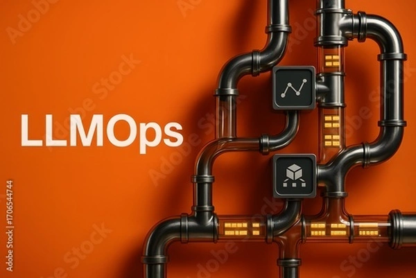 Fototapeta Abstract visualization of a data flow pipeline for a big data or machine learning project