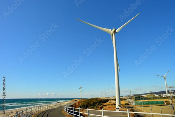 Obraz 風車　潮騒橋付近　静岡県掛川市