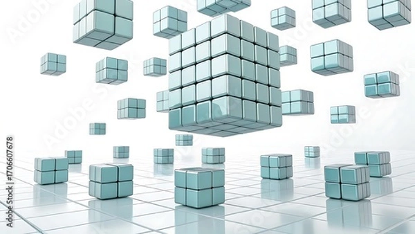 Fototapeta Digital cube data storage and cloud technology