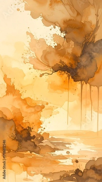Fototapeta Abstract art, warm hues, flowing forms