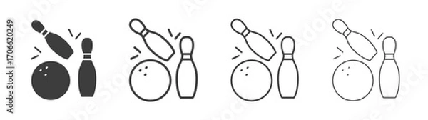 Obraz Bowling icons set vectors graphic designs