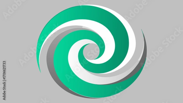 Fototapeta Green and White Swirl Abstract Logo Design on Gray Background spiral