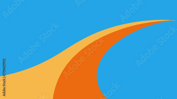 Fototapeta Dynamic Orange and Yellow Curve against Bright Blue Sky Background abstract shape