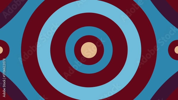 Fototapeta Concentric Circles Pattern in Burgundy, Blue, and Beige abstract geometric