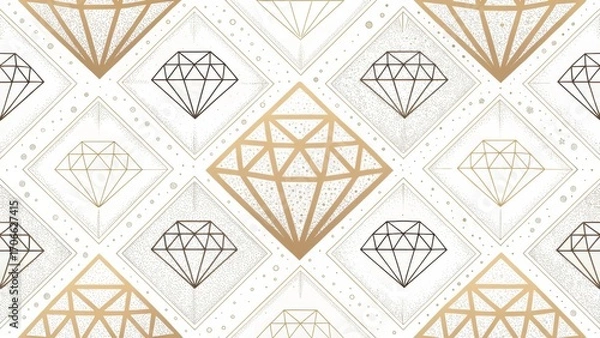 Fototapeta Elegant diamond pattern with shimmering gold and subtle sparkle for luxury branding and design projects