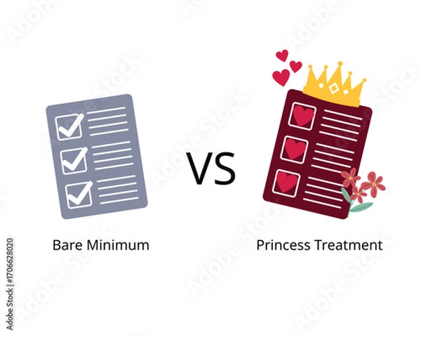 Fototapeta Bare minimum and Princess treatment for Doing only the least amount of effort require and Being treated with exceptional care