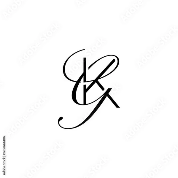 Obraz initial letter K with g script logo