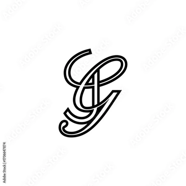 Obraz initial letter J with g script logo