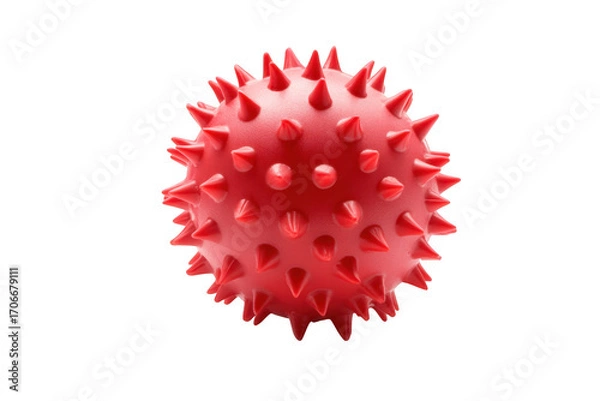 Obraz Red spiky massage ball isolated on a clean for wellness isolated on transparent background