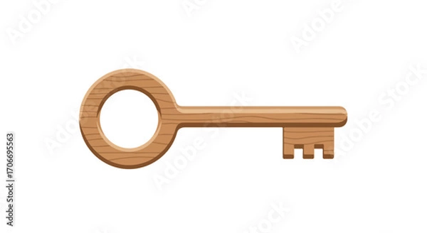 Fototapeta Wooden Key Icon, Depicting Security, Solutions, and Unlock Potential in a Digital Design Element for Versatile Applications