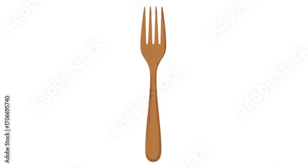 Fototapeta Wooden fork on a white background, capturing the rustic charm and simplicity of sustainable kitchenware, showcasing a clean and minimalist aesthetic