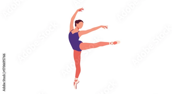Fototapeta Elegant ballerina executing arabesque pose gracefully against a crisp white backdrop perfect for dance posters 74 characters